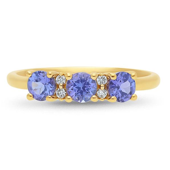 9ct Yellow Gold Tanzanite & Diamond Ring