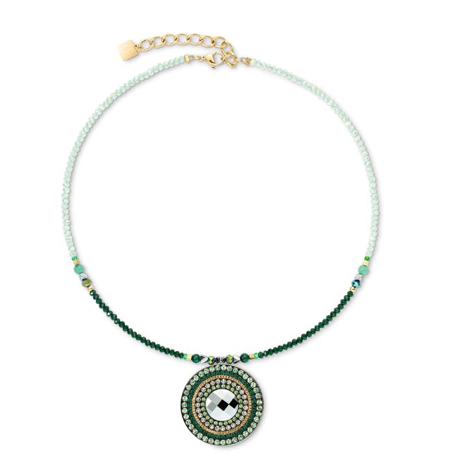 LUSH GREEN MALACHITE NECKLACE WITH EUROPEAN CRYSTAL DISK 2035/10_0516