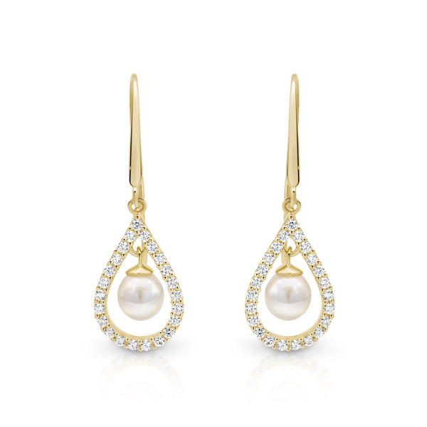 9ct gold tear drop pearl drop earrings