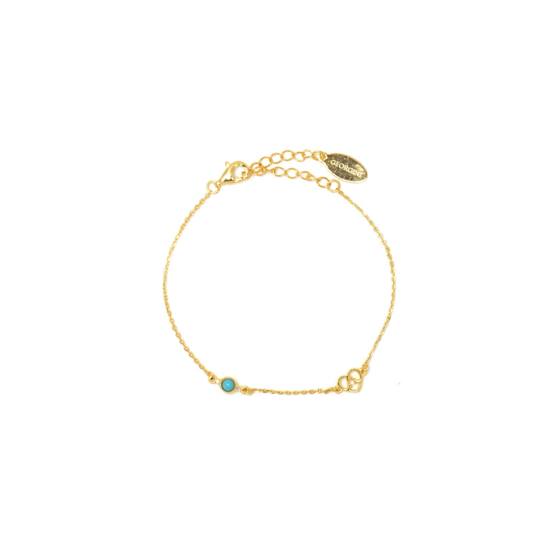 Diamonds by Georgini Natural Turquoise and Two Natural Diamond December Bracelet Gold