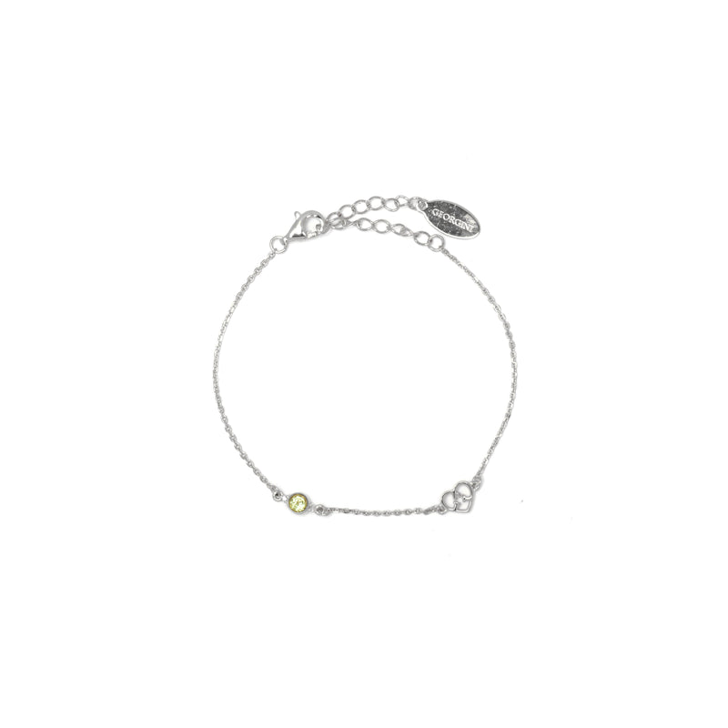 Diamonds by Georgini Natural Peridot and Two Natural Diamond August Bracelet Silver