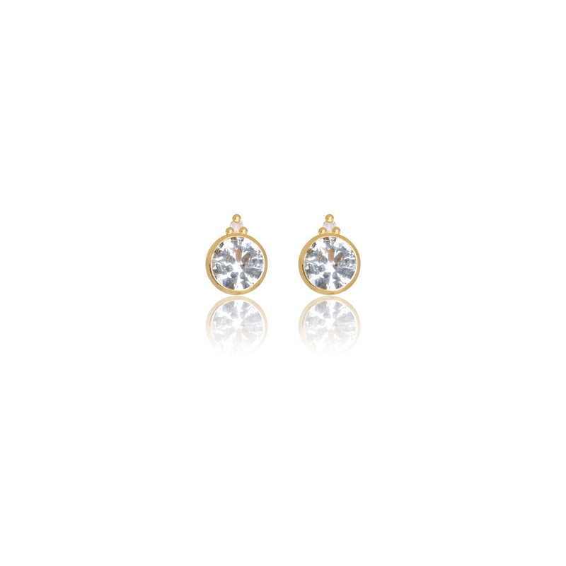 Diamonds by Georgini Natural Topaz and Two Natural Diamond April Earrings Gold