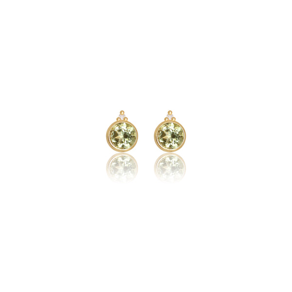 Diamonds by Georgini Natural Peridot and Two Natural Diamond August Earrings Gold