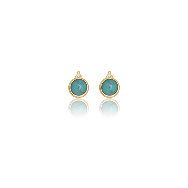 Diamonds by Georgini Natural Turquoise and Two Natural Diamond December Earrings Gold