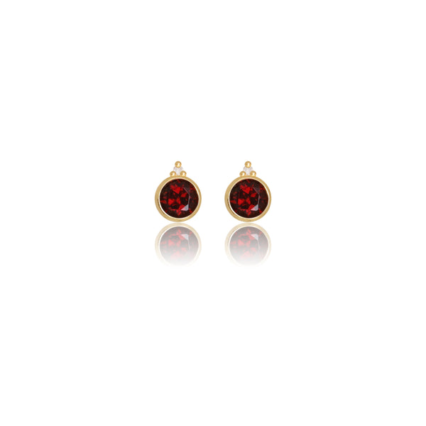 Diamonds by Georgini Natural Garnet and Two Natural Diamond January Earrings Gold