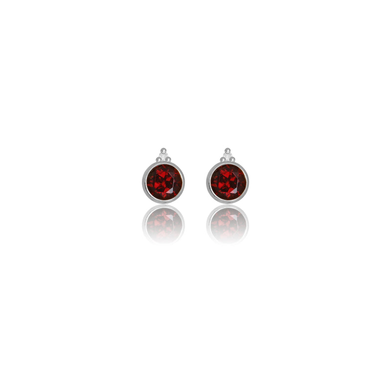 Diamonds by Georgini Natural Garnet and Two Natural Diamond January Earrings Silver