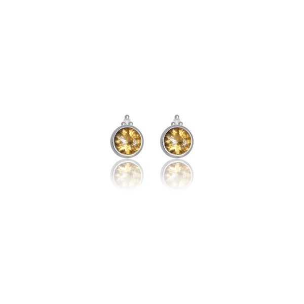 Diamonds by Georgini Natural Citrine and Two Natural Diamond November Earrings Silver