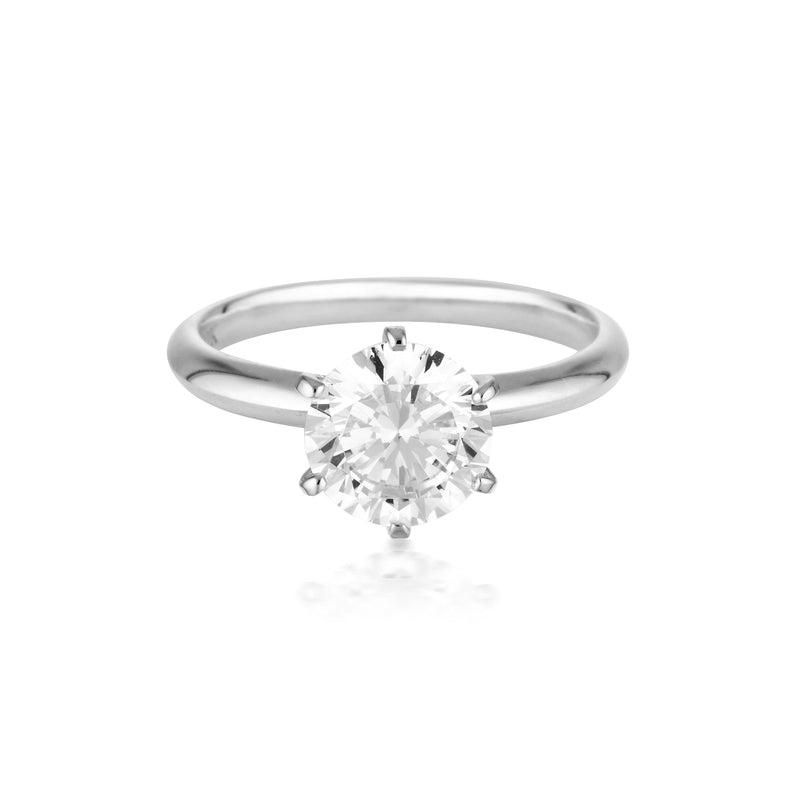 Georgini Round Brilliant Cut 2.00ct Moissanite Solitaire with Knife Edge Band in White Gold