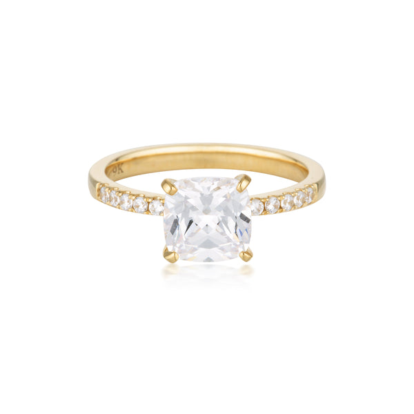 Georgini Cushion Cut 1.50ct Moissanite Engagement Ring in 9ct Yellow Gold