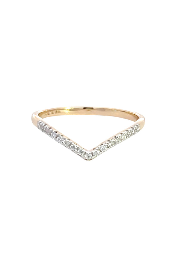 Georgini Round Brilliant Cut Moissanite Wishbone in 9ct Yellow Gold Ring