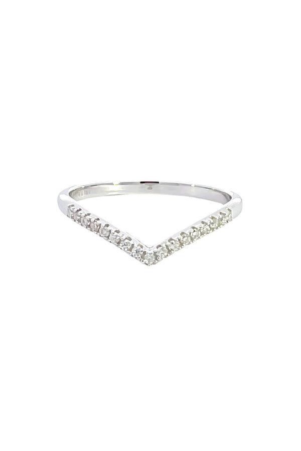 Georgini Round Brilliant Cut Moissanite Wishbone in 9ct White Gold Ring