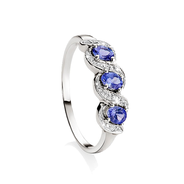 9ct white gold tanzanite & diamond ring